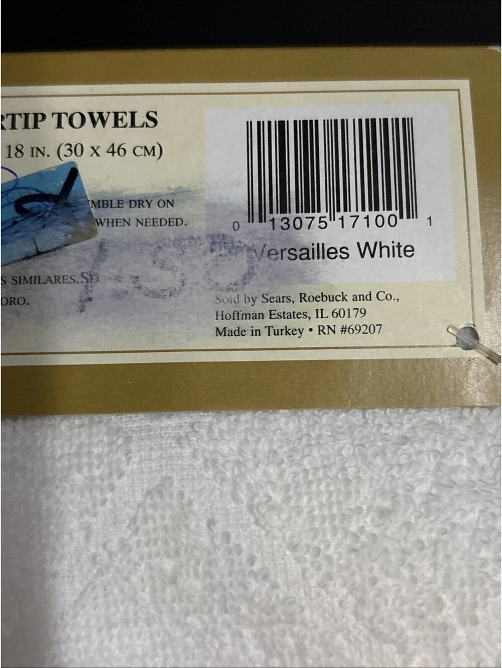 NEW Vntg Sears Fingertip Woven Small Hand Towels (set 2) 12x18” Versailles White